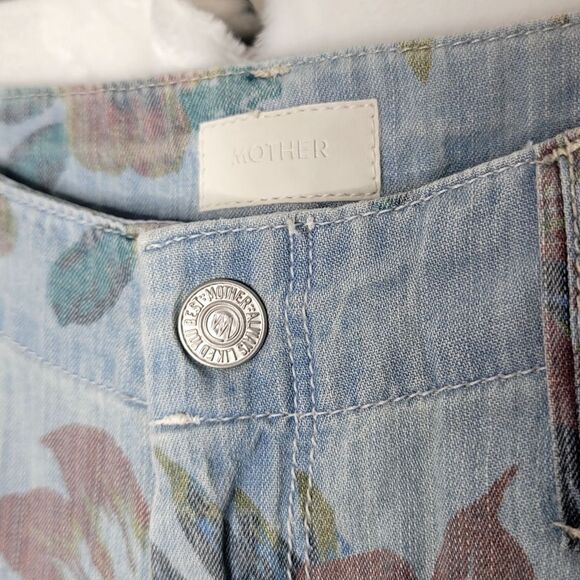 MOTHER Women's The No Zip Misfit Floral Pants Fresh Cut Chambray Jogger Size 27 - Picture 6 of 14